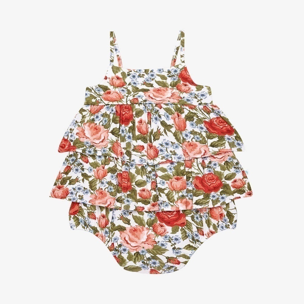 Posh peanut Alma Sleeveless Ruffled Bubble Romper 12/18m